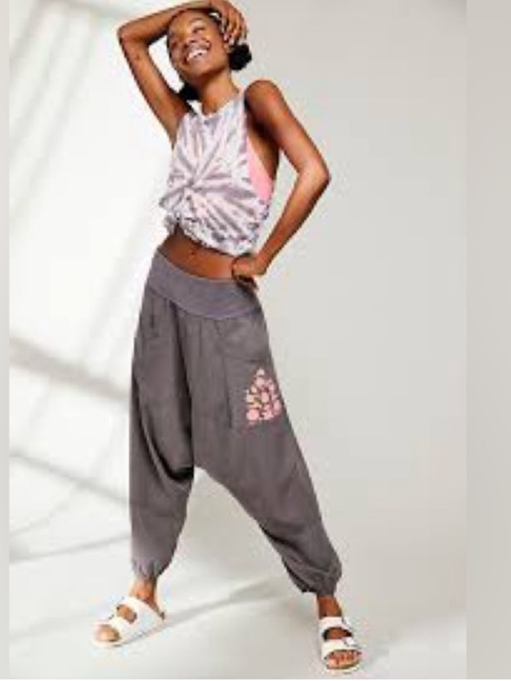 NWOT FREE PEOPLE GIVE YOUR ALL LOGO HAREM PANTS | MEDIUM